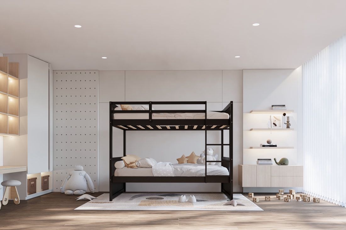 BB12 Twin/Twin Bunk Bed Black With Mattres 😘😱☺️