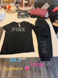 PINK Victoria's Secret 🩷  2 shirts, 1 full zip hoodie, 1 sweatpants Sparkle ✨