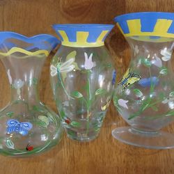Lenox Butterfly Meadow Hand-Painted Glass Vases