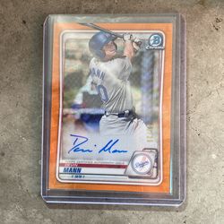 DEVIN MANN 2020 BOWMAN CHROME ORANGE REFRACTOR AUTO /25 LOS ANGELES DODGERS