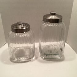 2 Clear Glass Jar Canisters