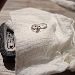 Heart Halo Engagement Ring Silver 