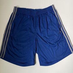 Mens Adidas Soccer/ Football Athletic  Shorts Royal Blue/ Gray Medium