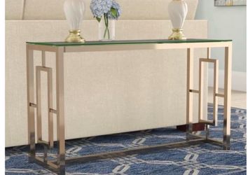 Glass Top Console Table with silver Metal Frame