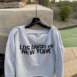 Juicy Couture Los Angeles New York Gray Crop Pullover Size Large. Like new 