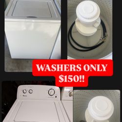WASHERS ON SALE TODAY!! ONLY $150 & COMES WITH WARRANTY!!
