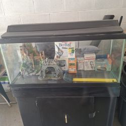 50 Gallon Tank With Wood Stand And Some Accessories 