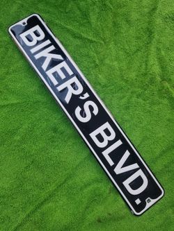 Metal Bikers Blvd Street Sign