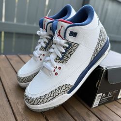 Size 7Y - Nike Jordan 3 Retro True Blue Varsity Fire Red GS