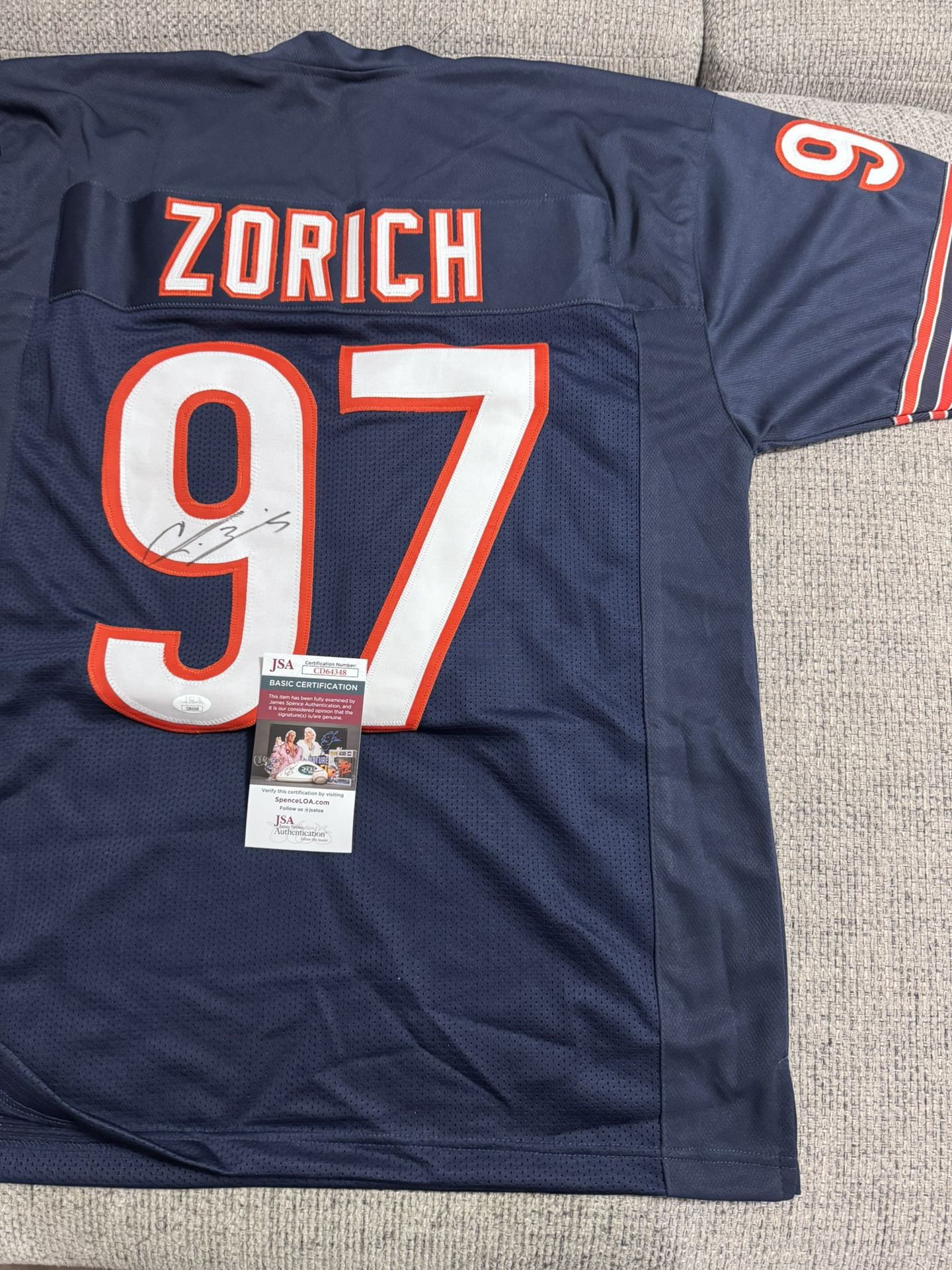Chris Zorich Signed Autograph Custom Jersey - JSA Coa - Chicago Bears