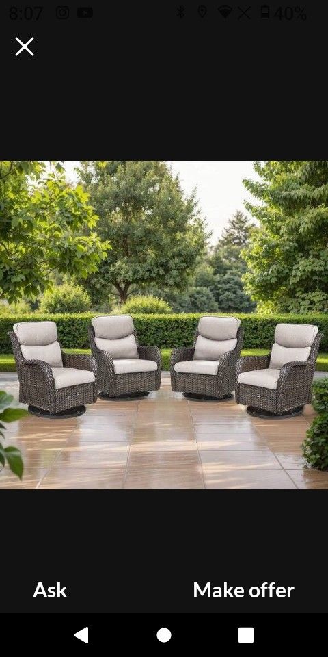 Brand New Patiosa 4-Piece Patio Furniture 4 Piece Patio Outdoor Furniture Patio Rocking Chairs Swivel Chairs Swivel Rocking Chair Brand New ✈️🆕🚚🚛