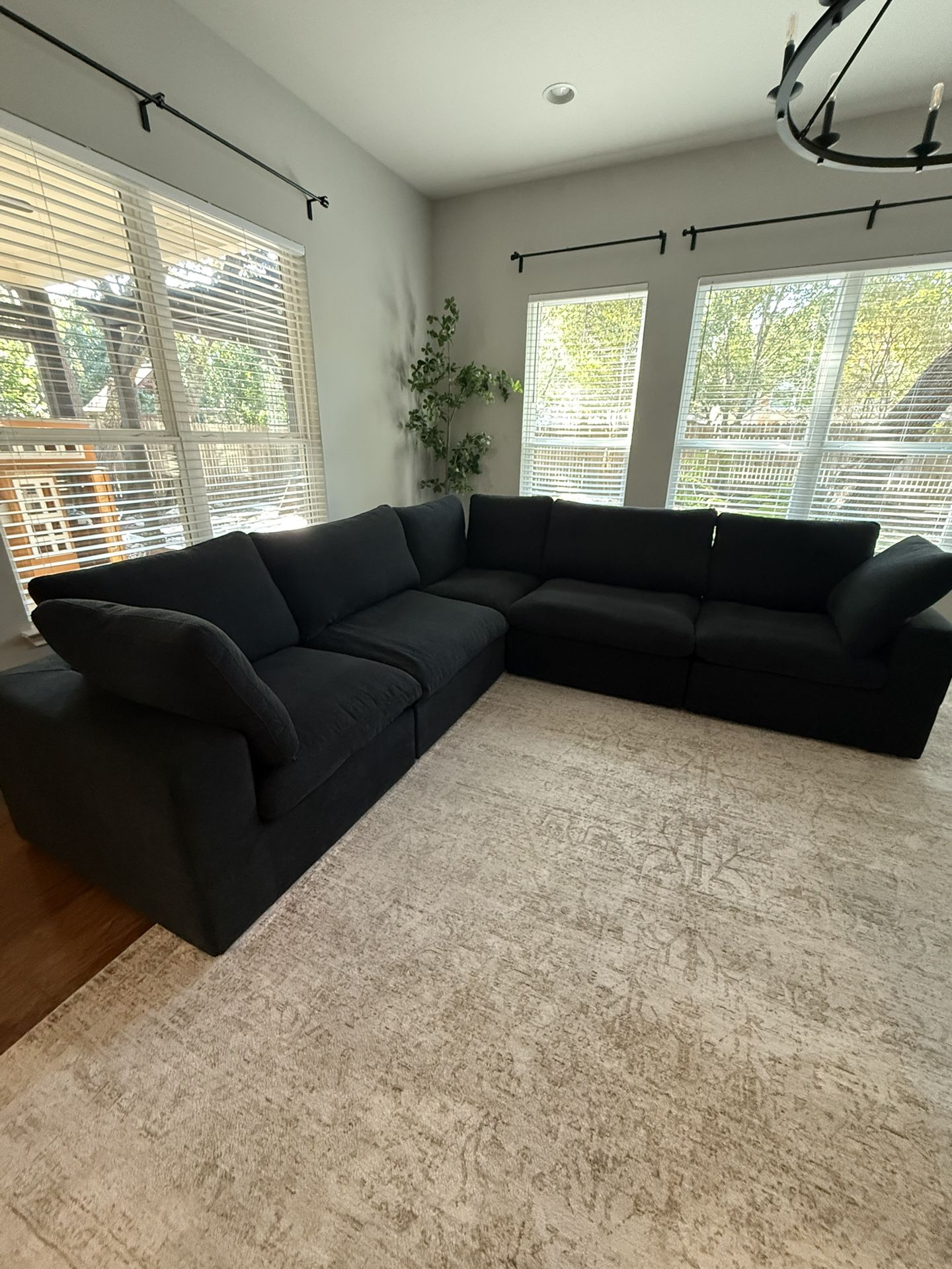 Modern Black Deep Sectional Sofa