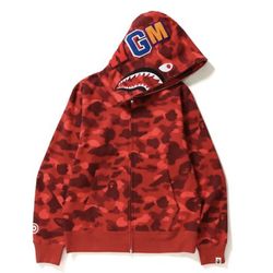 BAPE Color Camo Shark Full Zip Hoodie Red XXXL