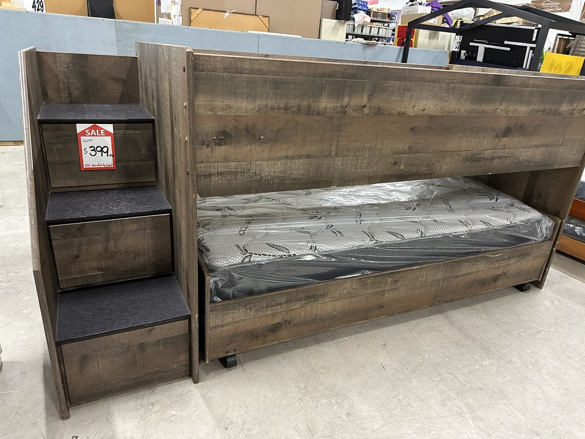 Staircase Loft Bunk Bed With Roll Out Trundle Bed for Sale in San