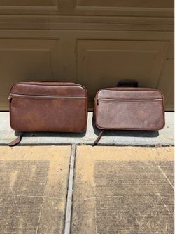 Vintage Peter’s Bag Corp Brown Luggage Suitcase Set – 2 Matching Cases