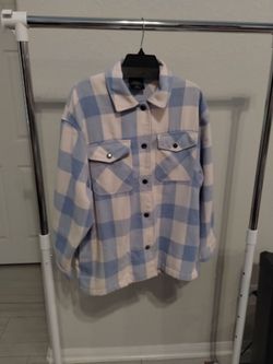 HFX Flannel shirt women's jacket blue and white size M