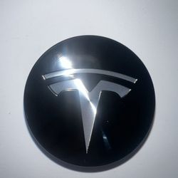 Tesla Wheel Caps Black and Silver 57mm (one piece)