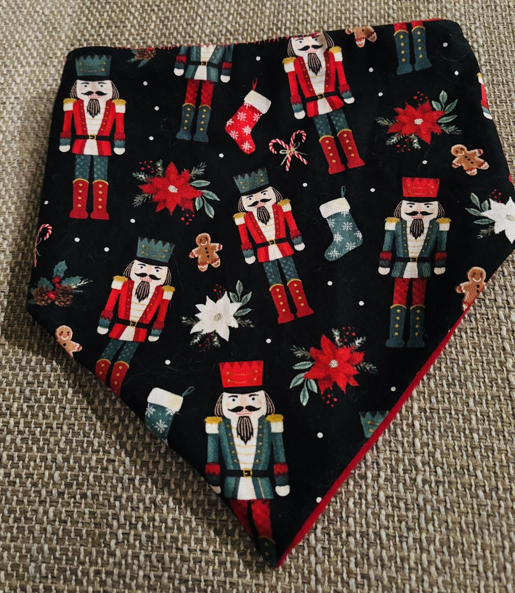 Christmas Dog Bandana Scarf Reversible Sizes One of a Kind size -Med