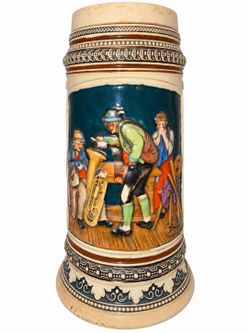 Vintage German Style Beer Stein All Sorgen Quitt Relief