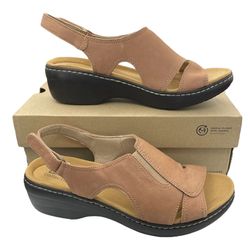Clarks Merliah style leather slingback cushion arc support sandals Size 12N