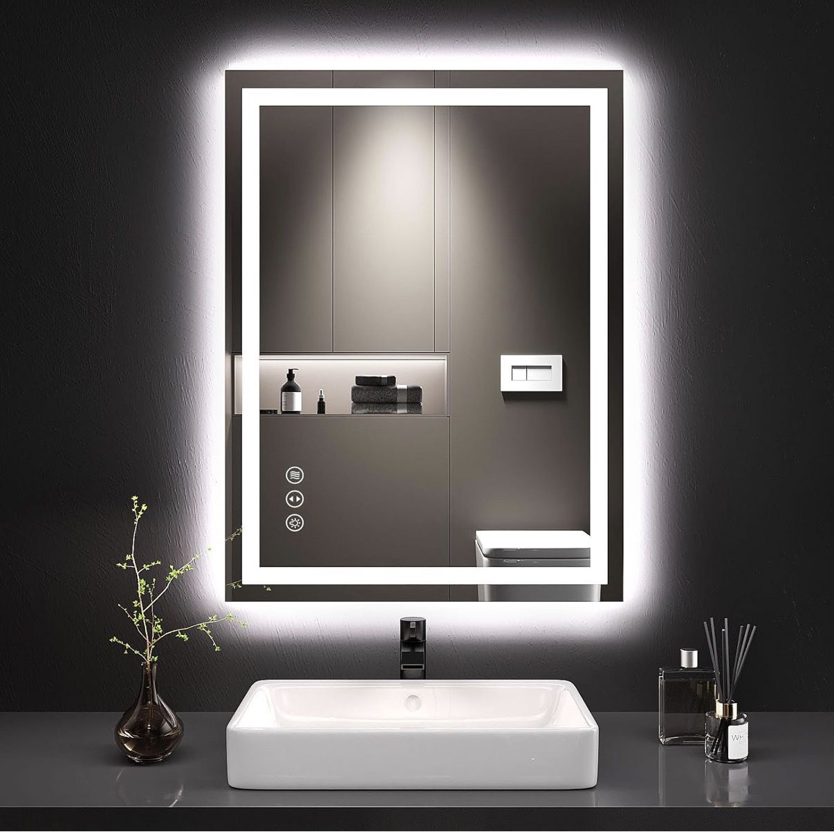 24X32 LED Bathroom Mirror With Lights, Anti-Fog, Dimmable, Backlit + Front Lit, Lighted Bathroom Vanity Mirror For Wall, Memory Function, Temper
