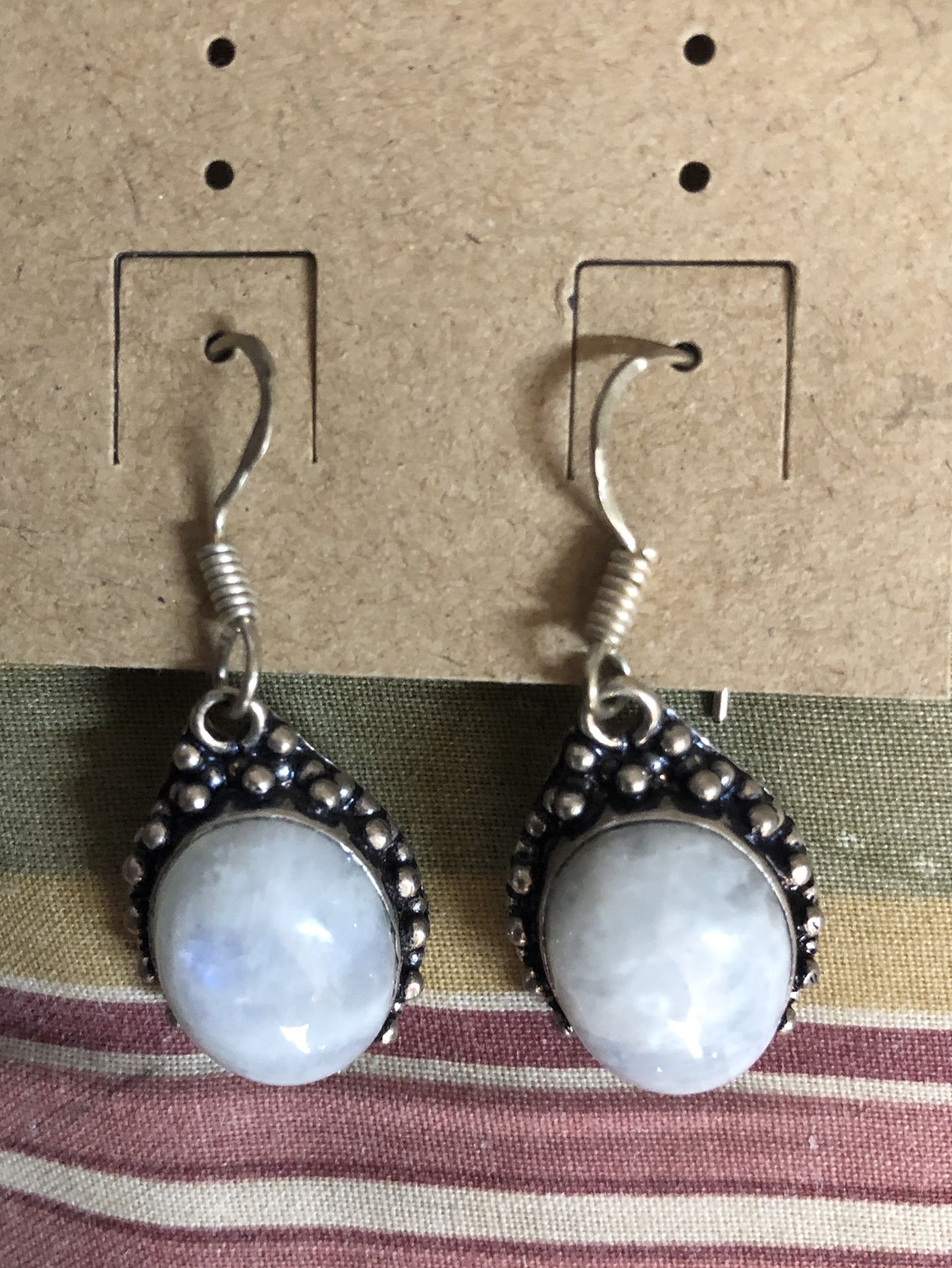 Handcrafted Fiery Moonstone Dangle Earrings 