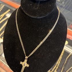 Cuban Necklace W Cross San Benito Pendant 