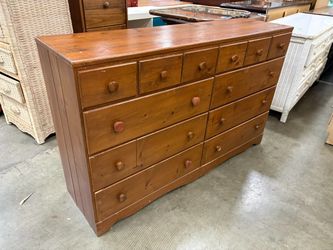 Vintage Wooden 12 Drawer Dresser with Knob Pulls
