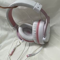 White And Pink Gaming Headset/ Headphones 