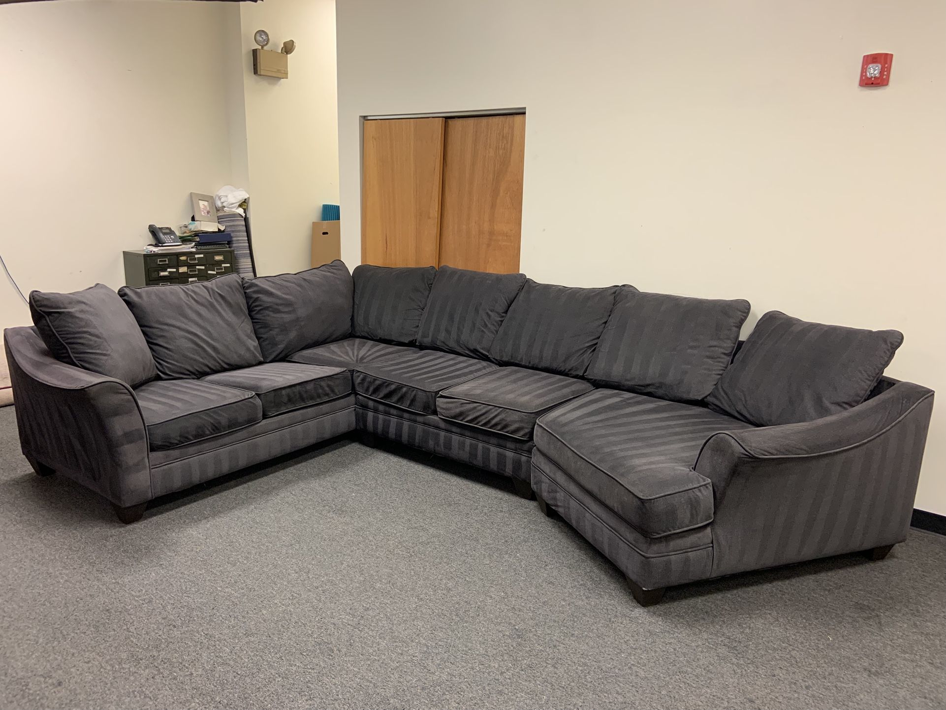 Gray Suede 3-Piece Sectional
