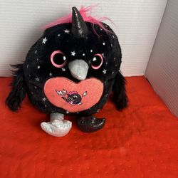 Zuru Rainbocorns Fairycorn Owl 11’’ Plush Black Hot Pink Silver Stars