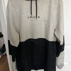 Volcom Hoodie Contrast Pullover Fleece Black, Gray Men’s Size Medium