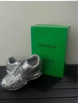 Bottega Veneta Silver Mesh Sneakers with Box