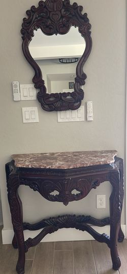 Entry table with mirror and marble top