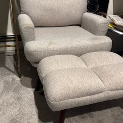 Grey Lounge Chair With Ottoman