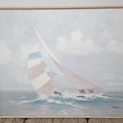2 Huge Vintage Framed Canvas Paintings - $50