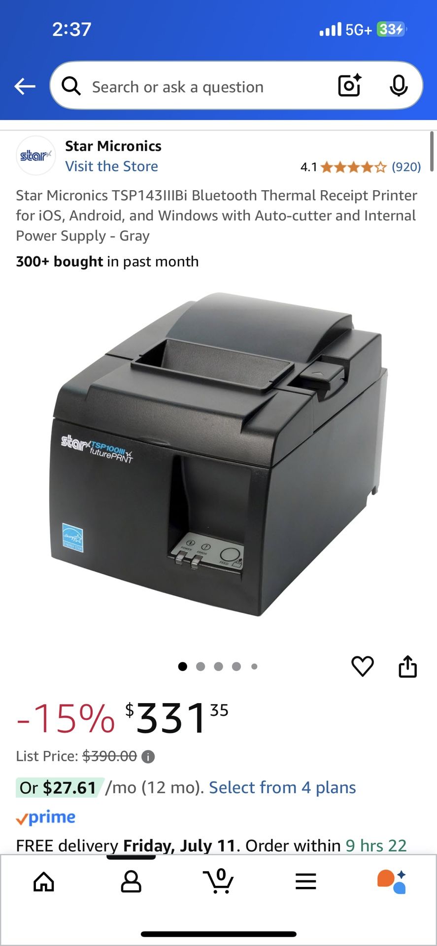 Star Micronics Bluetooth Printer - new