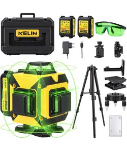 16-Line Green Laser Level with Tripod, 4×360° Self-Leveling Professional 16-line green laser level with 4×360°coverage for faster alignment and layout