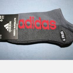 6 PR MENS ADIDAS SUPERLITE NO SHOW SOCKS SHOE SIZE 6-12 GRAY