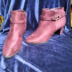 Burgundy suede ankle boots