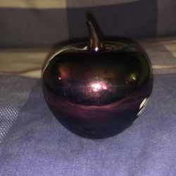 Carnival art glass, apple paperweight