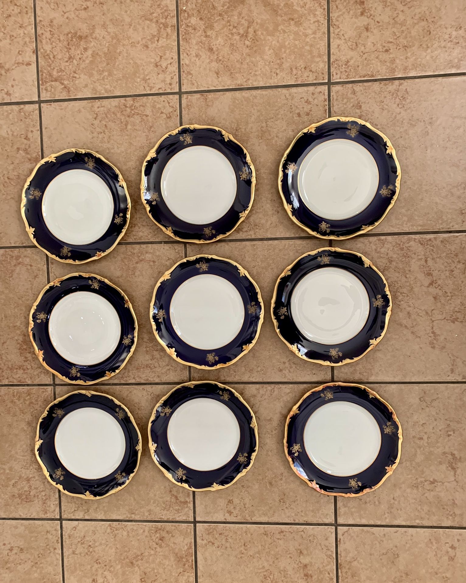 Vintage Reichenbach Echt Kobalt Blue/gold Plates Germany