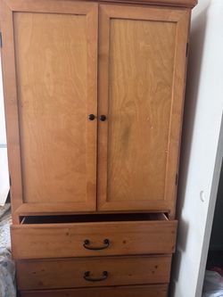 Wooden Armoire with Drawers