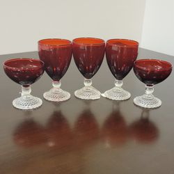 Vintage Anchor Hocking Ruby Red Glass set (6)