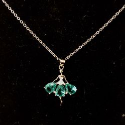 [REDUCED] - NEW Lovely 925 Sterling Silver Dancing Girl Pendant And Necklace - Green