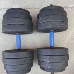 2 - 45lbs Each Adjustable Dumbbells Pair Dumbbell Weight Exercise. !
