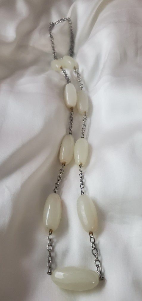 30" Necklace With Off- White Stones