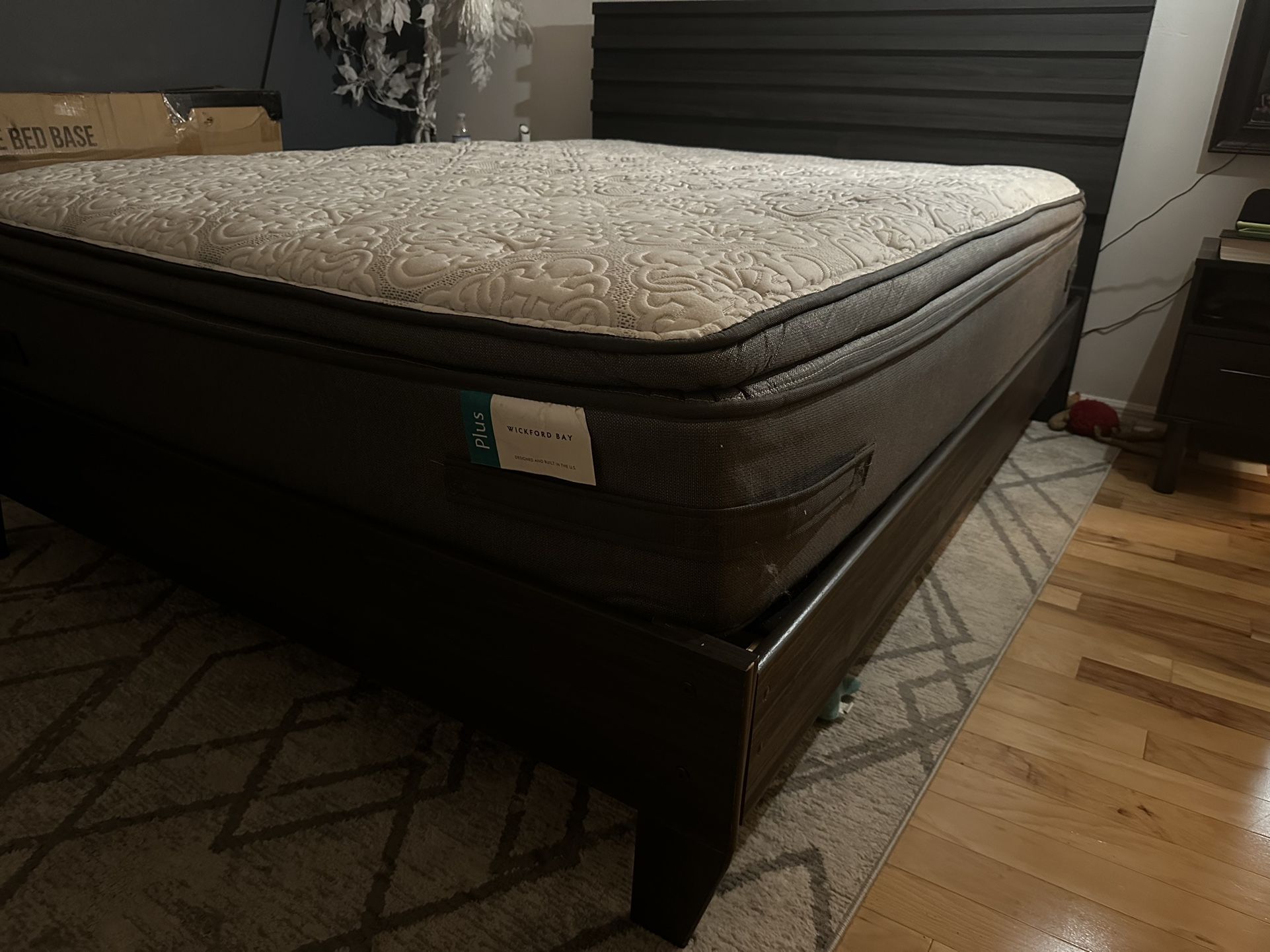 Signature By Design Ashley Headboard Queen Bed frame And Sealy Firm Queen Mattress