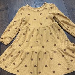 Girls Mustard Heart Dress Size 3t By Cat & Jack #7