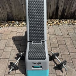 Yes 4All Fitness Aerobic Step Platform/Aerobic Deck - Blue Grey with set of dumbbells with 15lbs of weight each